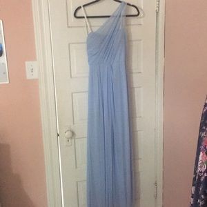 Baby blue one should long dress.